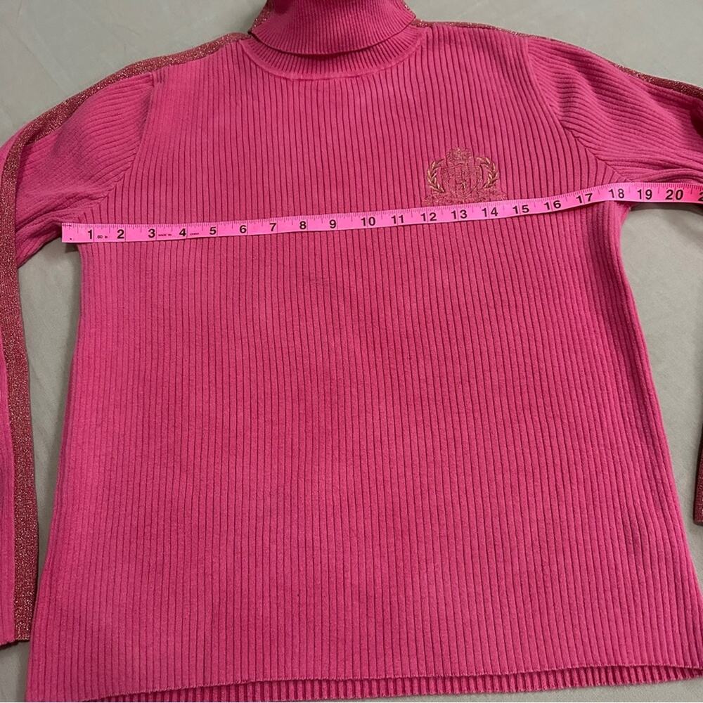 Ralph Lauren Sport Pink Gold Logo Emblem Crest Sporty Preppy Turtleneck Sweater - Picture 5 of 12